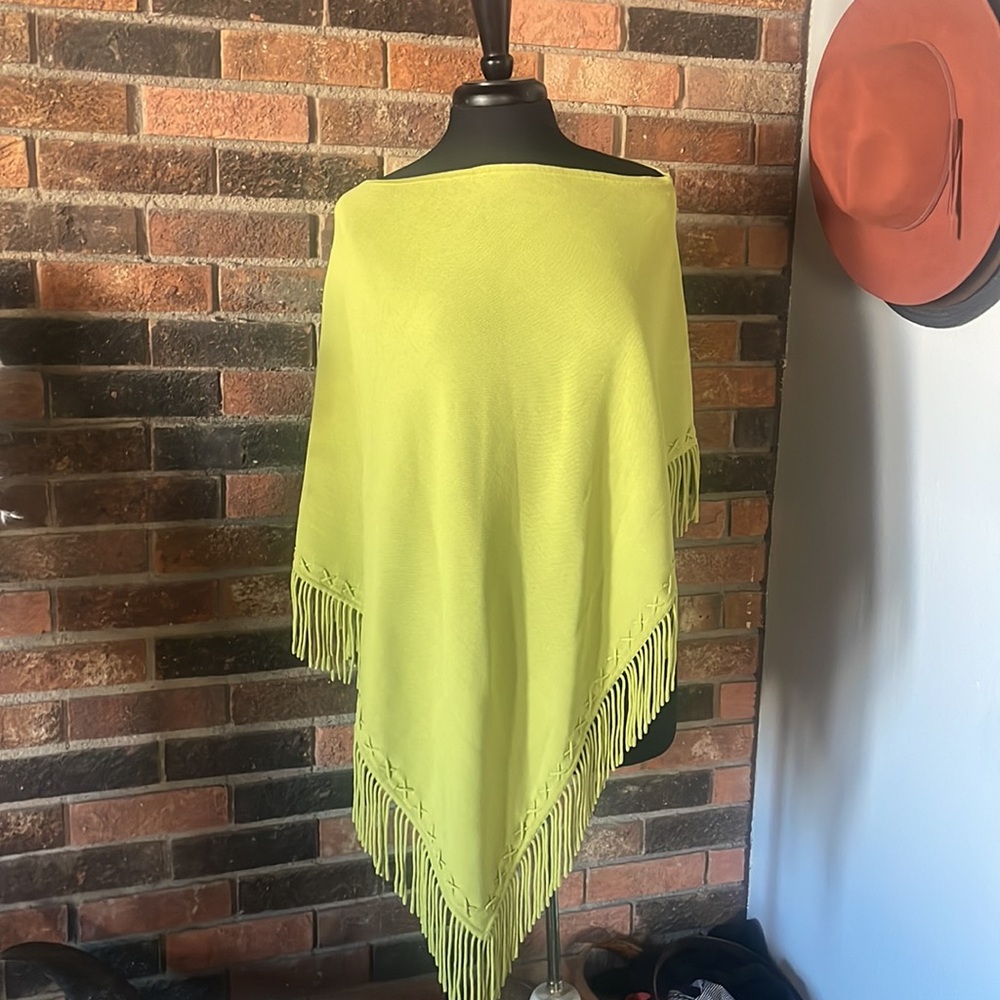 Double D Ranch Bright Green Fringe Poncho